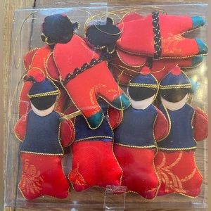 Set of 8 NWT Silk Embellished Chinese Figures, NWT